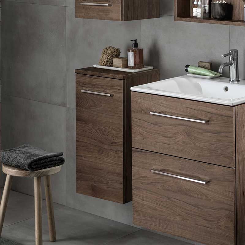 Geberit Selnova Square 1 Door Bathroom Wall Cabinet 330mm - Hickory - 501.274.00.1 - TAP 'N' SHOWER