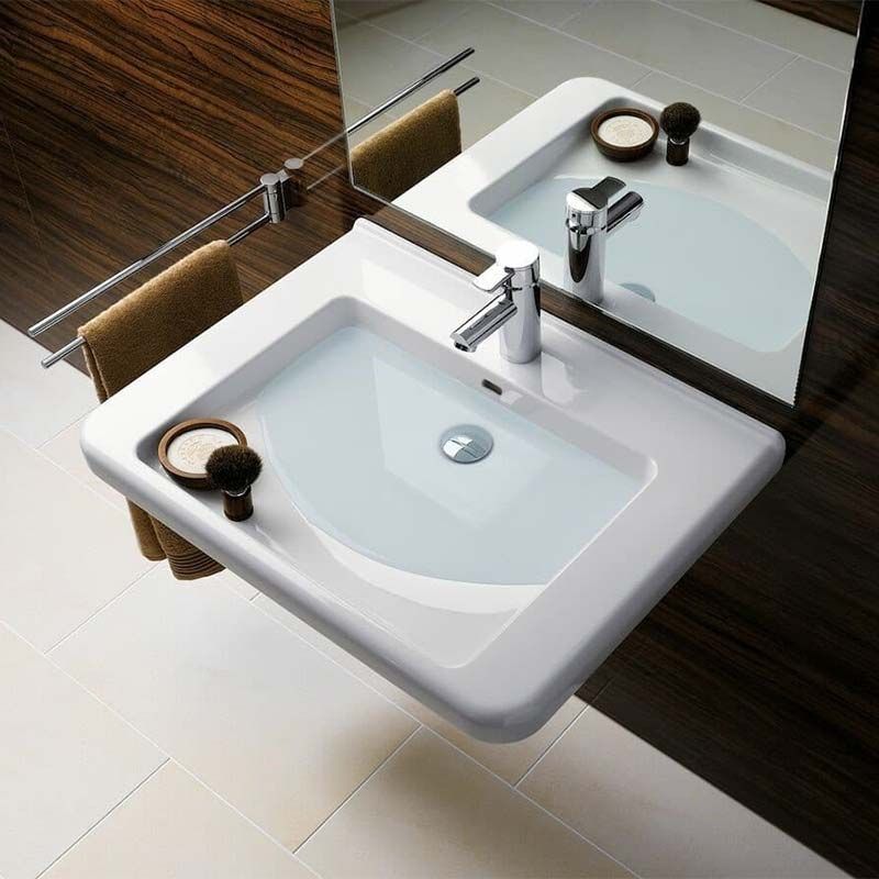 Geberit Selnova Comfort Square 0 Tap Holes Countertop Basin 650mm - White - 500.790.01.7 - TAP 'N' SHOWER