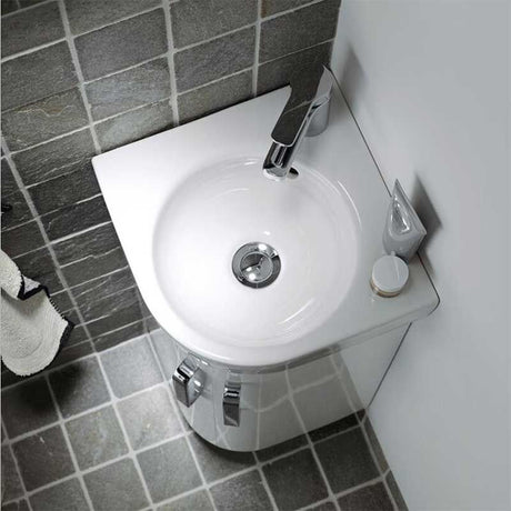 Geberit Selnova 1 Tap Hole Compact Corner Basin 450mm - White - 501.519.00.6 - TAP 'N' SHOWER