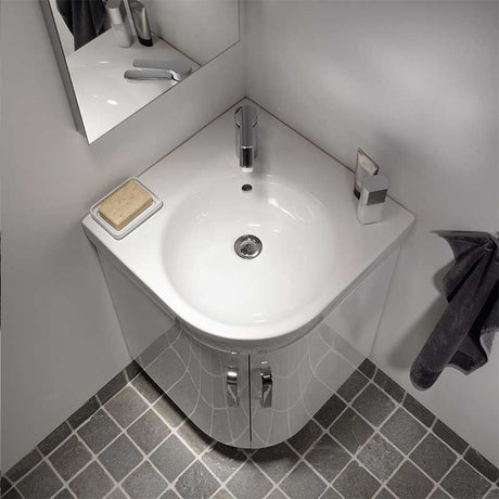 Geberit Selnova 1 Tap Hole Compact Corner Basin 695mm - White - 501.508.00.7 - TAP 'N' SHOWER