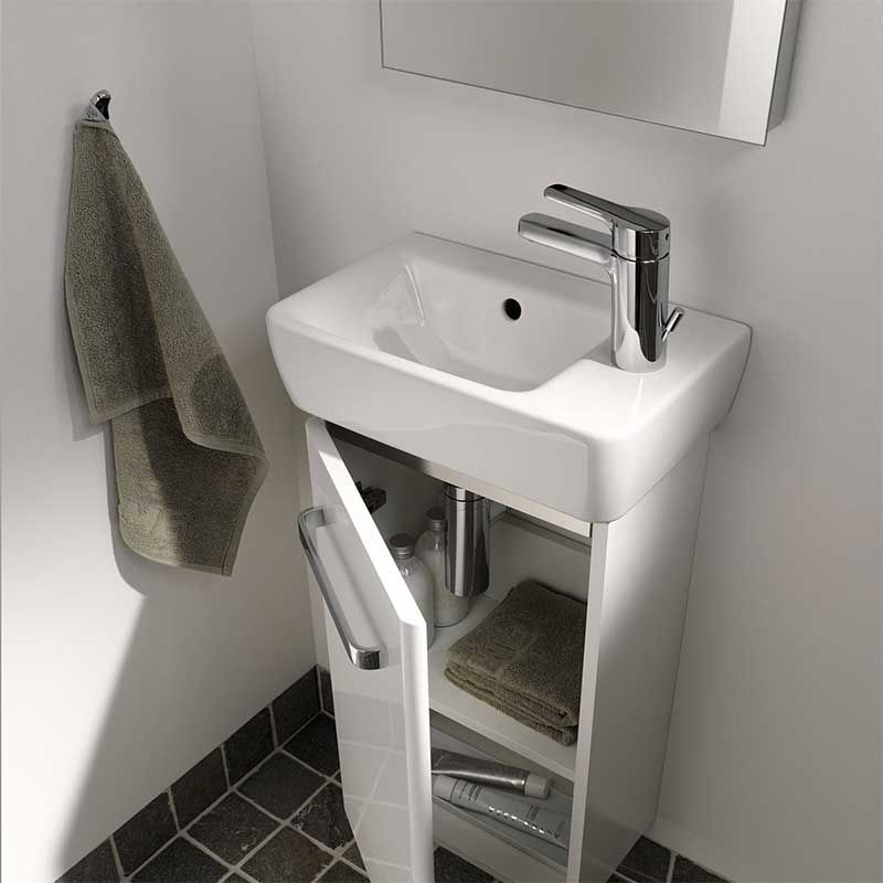 Geberit Selnova 1 Tap Hole Compact RH Countertop Basin 400mm - White - 501.517.00.7 - TAP 'N' SHOWER