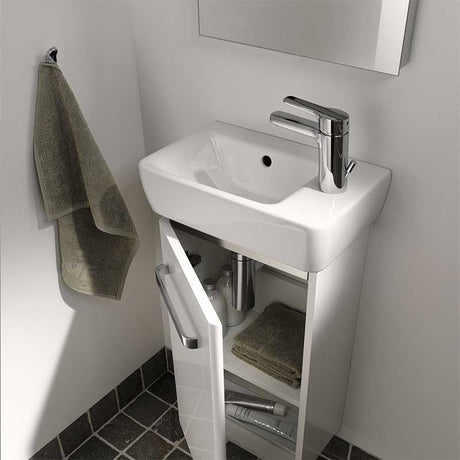 Geberit Selnova 1 Tap Hole Compact RH Countertop Basin 400mm - White - 501.517.00.7 - TAP 'N' SHOWER