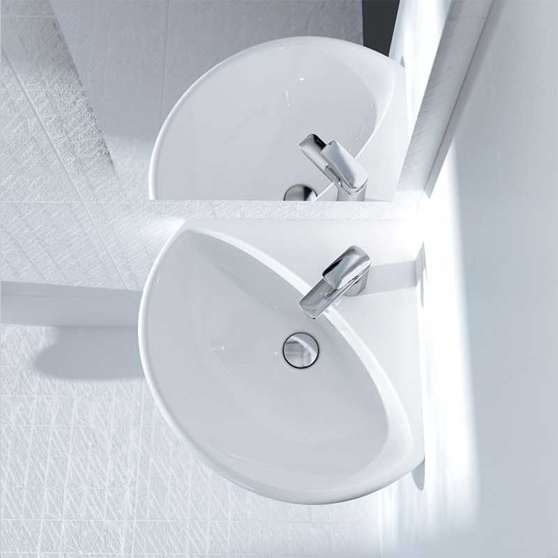 Geberit Selnova 1 Tap Hole Corner Basin 414mm - White - 501.445.00.7 - TAP 'N' SHOWER