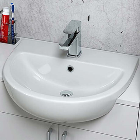 Geberit Selnova 1 Tap Hole Semi - Recessed Basin 550mm - White - 501.404.00.6 - TAP 'N' SHOWER