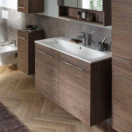 Geberit Selnova 2 Door Slim Vanity Unit and Basin 1000mm - Hickory - 501.262.00.1 - TAP 'N' SHOWER