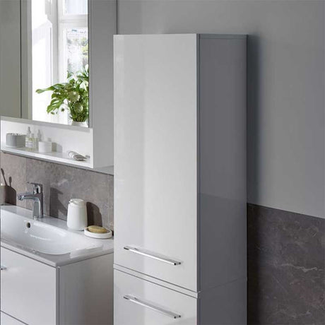 Geberit Selnova Square 1 Door Tall Bathroom Cabinet 330mm - White - 501.276.00.1 - TAP 'N' SHOWER