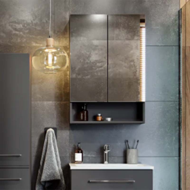 Geberit Selnova Square 2 Doors Mirror Cabinet 588mm - Lava - 501.265.00.1 - TAP 'N' SHOWER