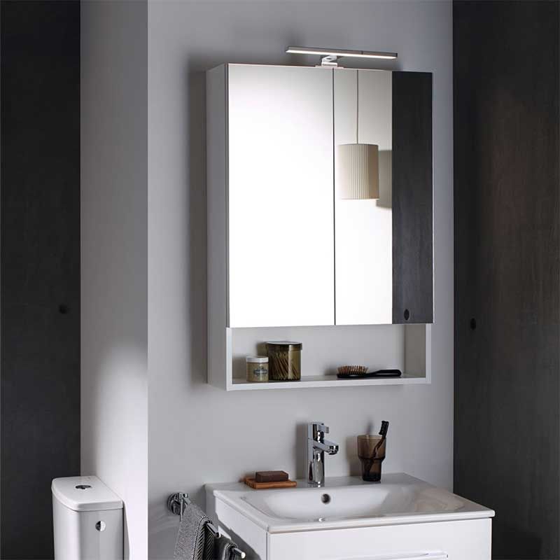 Geberit Selnova Square 2 Doors Mirror Cabinet 588mm - White - 501.264.00.1 - TAP 'N' SHOWER