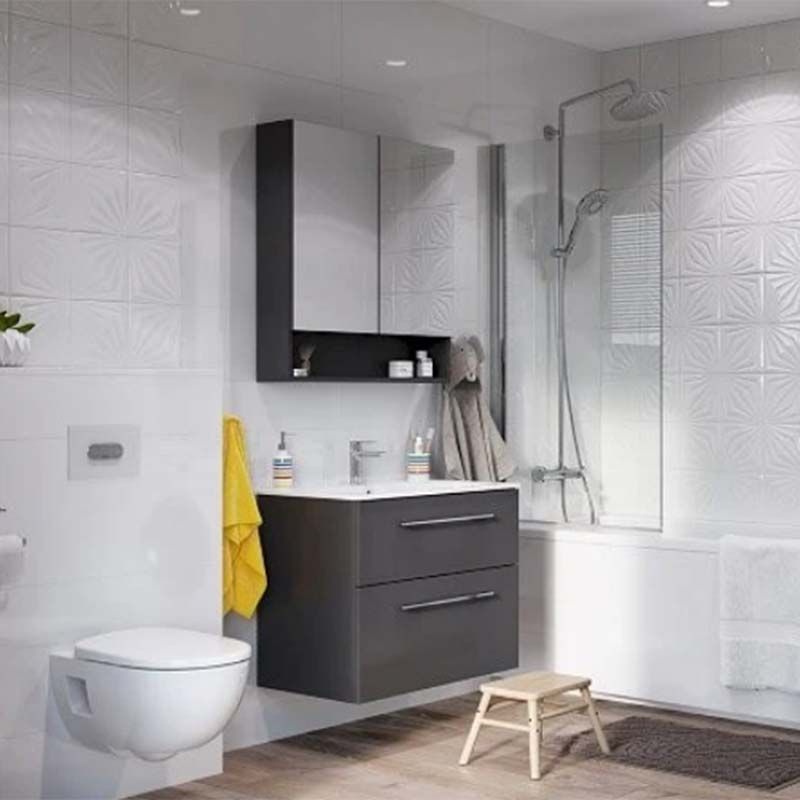 Geberit Selnova Square 2 Doors Mirror Cabinet 788mm - Lava - 501.269.00.1 - TAP 'N' SHOWER