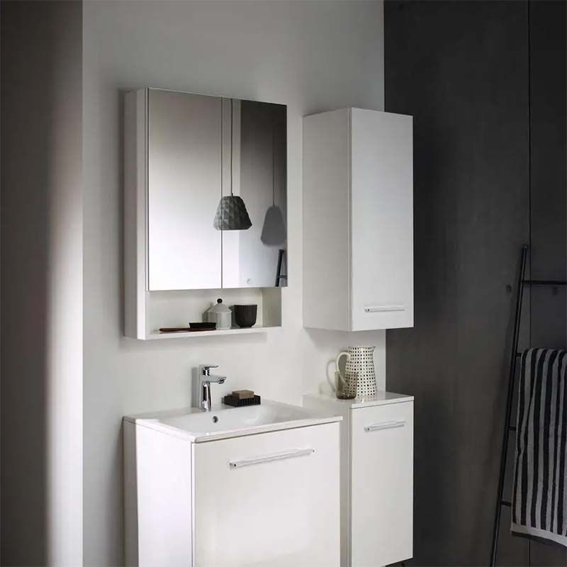 Geberit Selnova Square 2 Doors Mirror Cabinet 788mm - White - 501.268.00.1 - TAP 'N' SHOWER