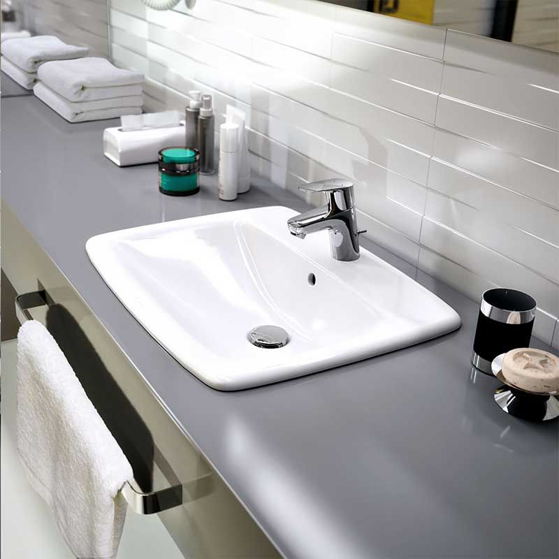 Geberit Selnova 1 Tap Hole Square Countertop Basin 550mm - White - 501.466.00.7 - TAP 'N' SHOWER