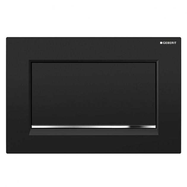 Geberit Sigma30 Modern Single Flush Plate - Matt Black/Gloss Chrome Plated - 115.893.14.1 - TAP 'N' SHOWER