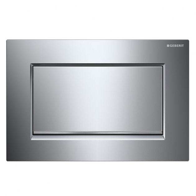Geberit Sigma30 Modern Rectangular Single Flush Plate - Polished/Brushed Chrome -  115.893.KY.1