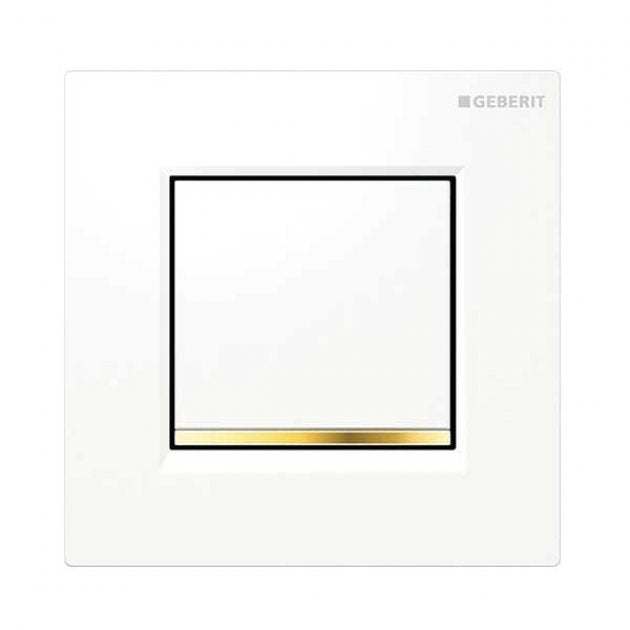 Geberit Sigma30 Modern Square Urinal Flush Pneumatic - White/Gold - 116.017.KK.1