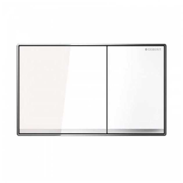 Geberit Sigma60 Push Button Dual Flush Plate - White Glass - 115.640.SI.1