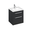 Britton Shoreditch Two Drawer Wall Hung Vanity Unit 550mm - Matt Grey - S55DDG - TAP 'N' SHOWER