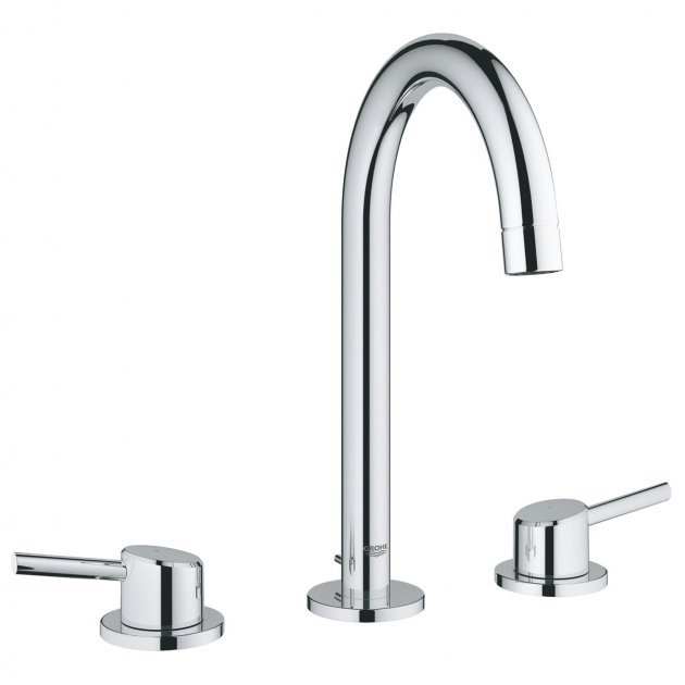 Grohe Concetto Pop Up Waste Dual Handle 3 - Hole Basin Mixer Tap - Chrome - 20216001 - TAP 'N' SHOWER