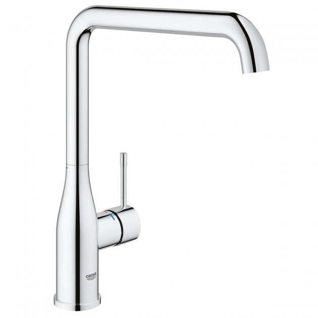 Grohe Essence Modern 1/2 inch Single Lever L - Spout Kitchen Sink Mixer Tap - Chrome - 30269000 - TAP 'N' SHOWER