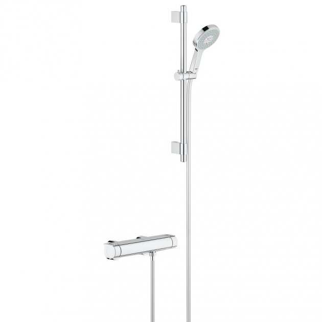 Grohe Grohtherm Modern 2000 Bar Mixer Shower with Modern Shower Kit - Chrome - 34281001 - TAP 'N' SHOWER