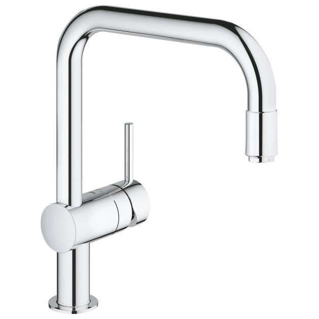 Grohe Minta Modern Pull - Out U - Spout Mono Kitchen Sink Mixer Tap - Chrome - 32067000 - TAP 'N' SHOWER
