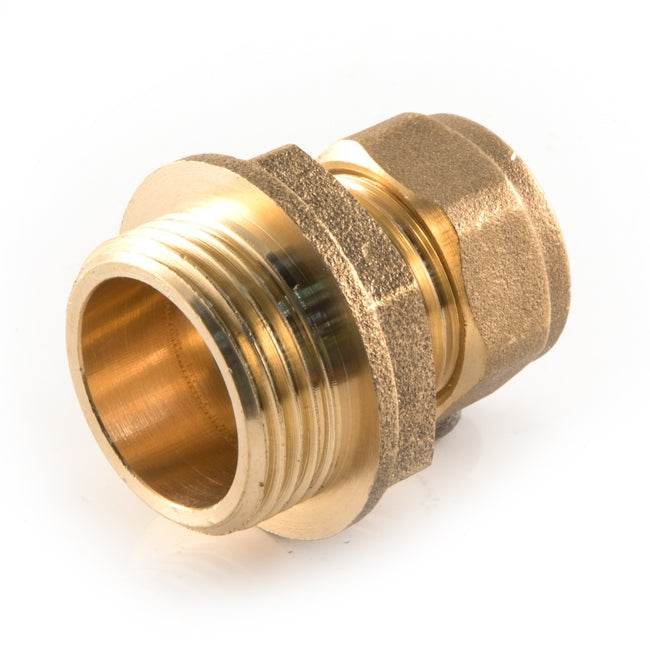 15mm x 3/8 in BSPP Male Straight Coupler Brass Compression Fitting - TAP 'N' SHOWER