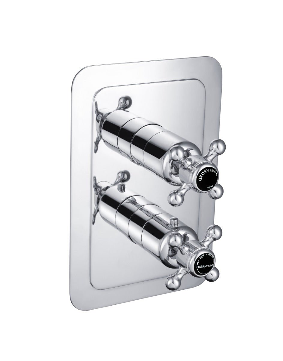 JTP Grosvenor Black Cross Thermostatic 1 Outlet Shower Valve - Chrome - GB76651 - TAP 'N' SHOWER