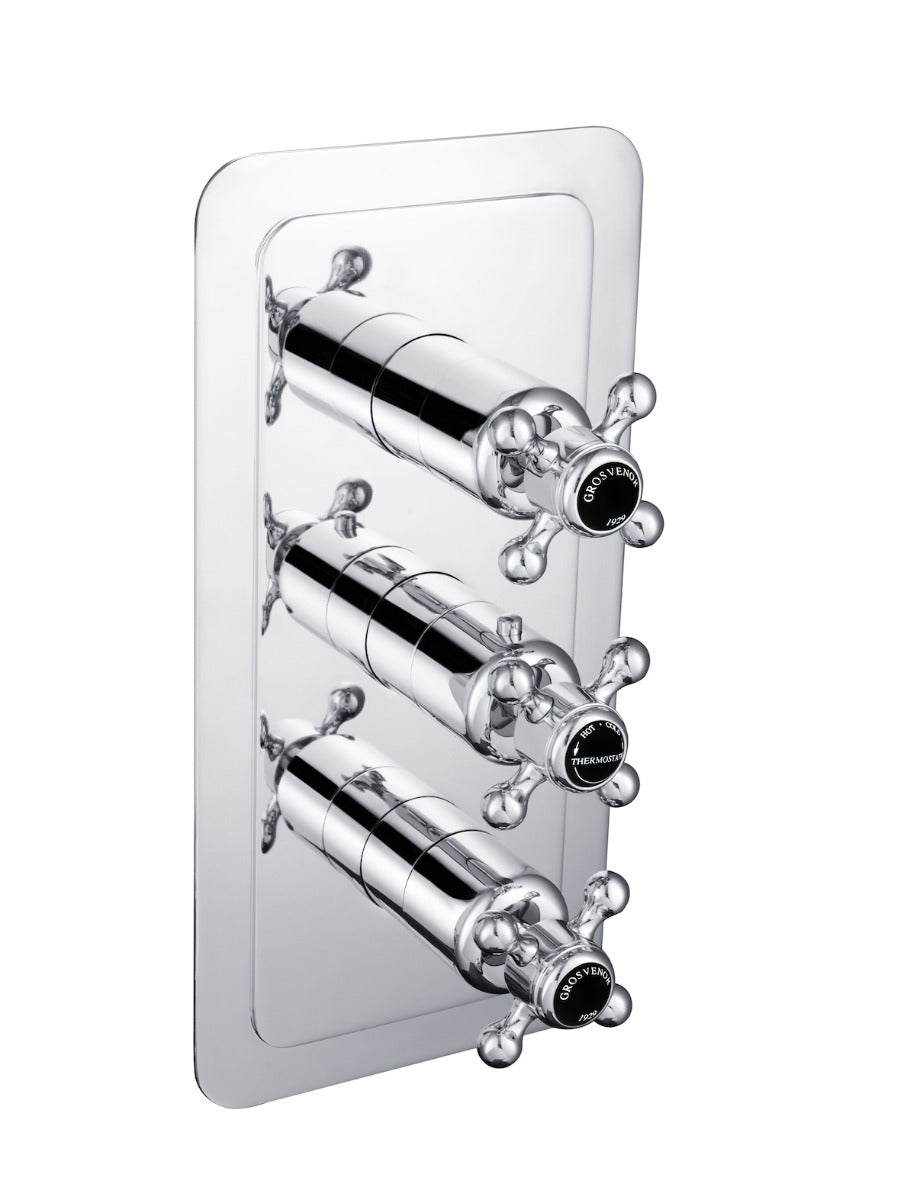 JTP Grosvenor Black Cross Thermostatic 2 Outlet Shower Valve - Chrome - GB76690 - TAP 'N' SHOWER