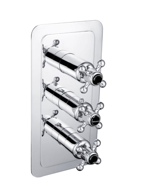 JTP Grosvenor Black Cross Thermostatic 2 Outlet Shower Valve - Chrome - GB76690