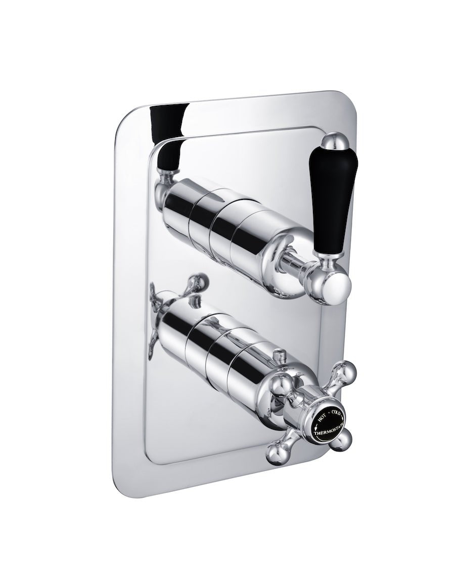 JTP Grosvenor Black Lever Thermostatic 2 Outlet Shower Valve - Chrome - GB85671 - TAP 'N' SHOWER
