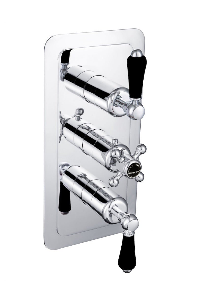 JTP Grosvenor Black Lever Thermostatic concealed 2 Outlet Valve - Chrome - GB85690 - TAP 'N' SHOWER