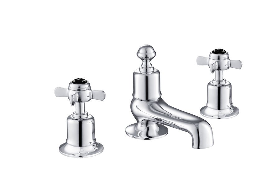 JTP Grosvenor Black Pinch 3 Hole Bath Filler - Chrome - GB98095 - TAP 'N' SHOWER
