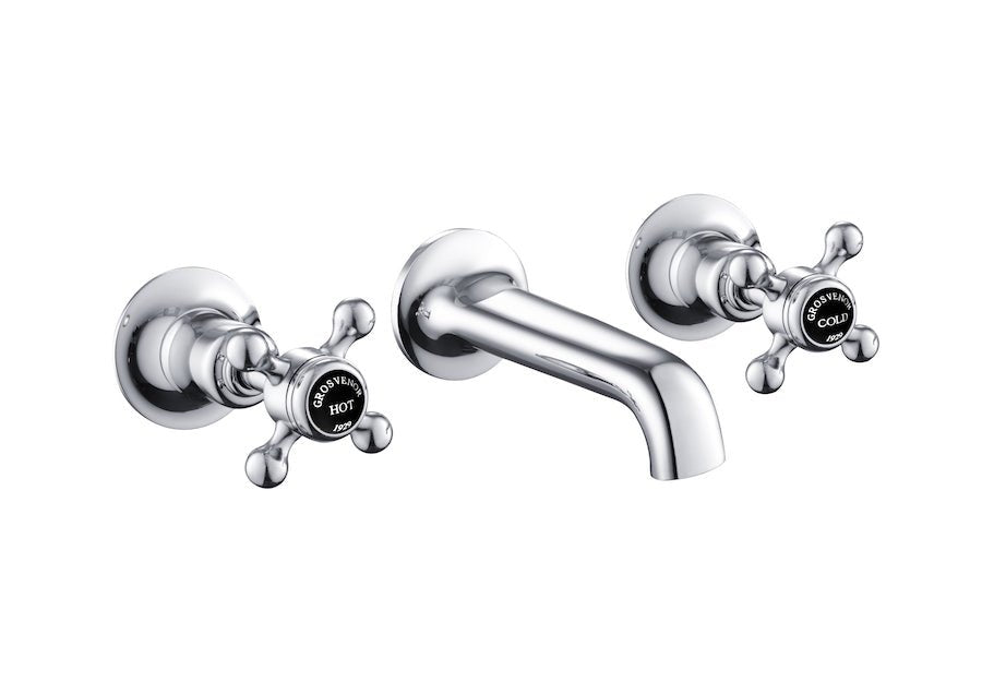 JTP Grosvenor Cross 3 Hole Basin Mixer - Chrome - GB76089A - TAP 'N' SHOWER