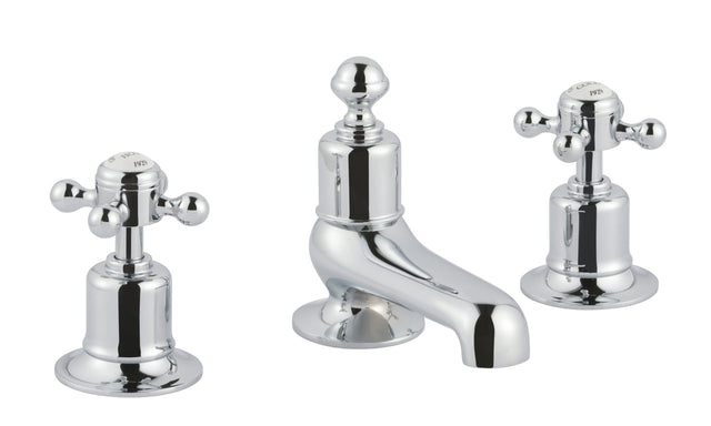 JTP Grosvenor Cross 3 Hole Deck Mounted Bath Filler - Chrome - 76095