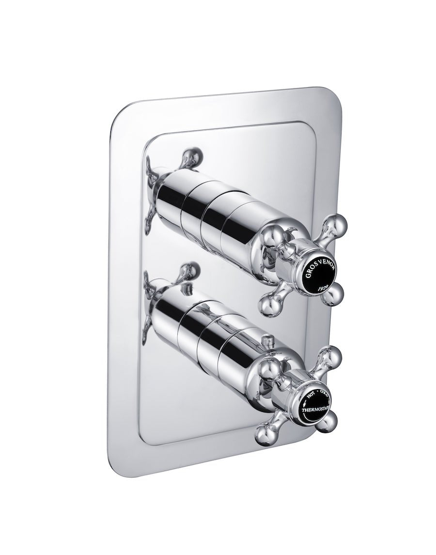 JTP Grosvenor Cross Black Thermostatic 2 Outlet Shower Valve - Chrome - GB76671 - TAP 'N' SHOWER