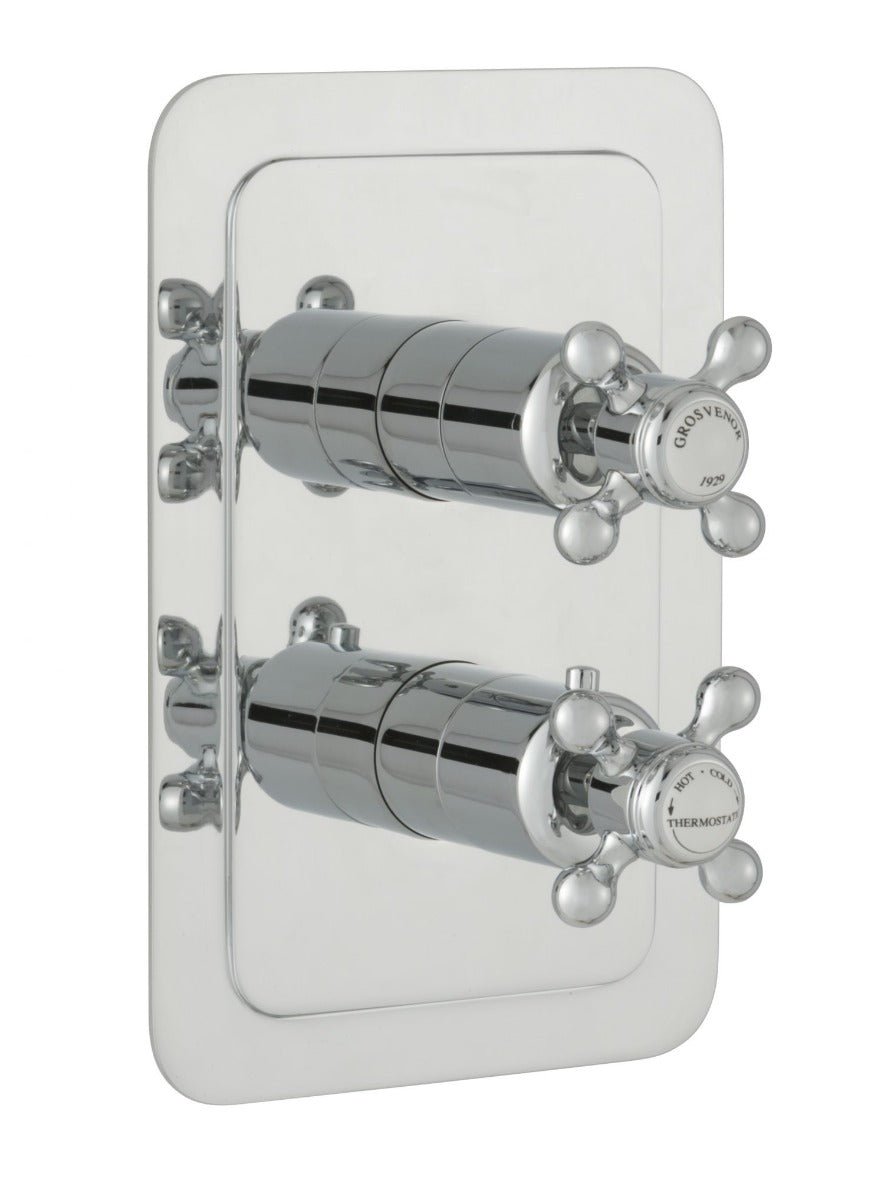 JTP Grosvenor Cross Thermostatic 2 Outlet Shower Valve - Chrome - 76671 - TAP 'N' SHOWER