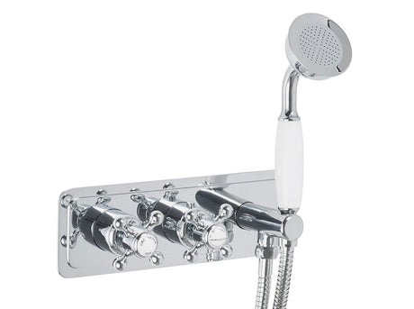 JTP Grosvenor Cross Thermostatic Concealed 2 Outlet Valve  Handset - Chrome - 76868