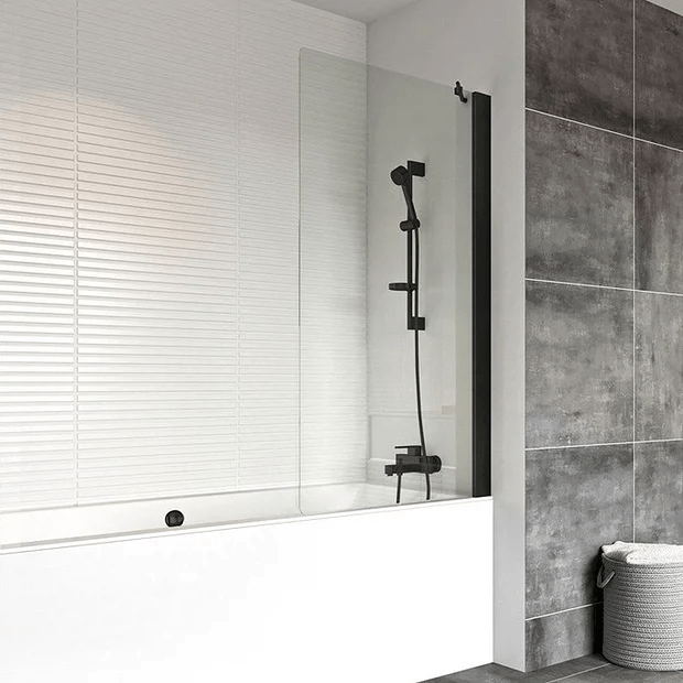Roman Haven6 Matt Black 800mm x 1467mm Fixed Bath Screen - H2D11CB - TAP 'N' SHOWER