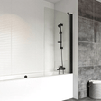 Roman Haven6 Matt Black 800mm x 1467mm Fixed Bath Screen - H2D11CB - TAP 'N' SHOWER