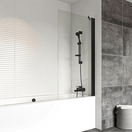 Roman Haven6 Matt Black 800mm x 1467mm Fixed Bath Screen - H2D11CB - TAP 'N' SHOWER