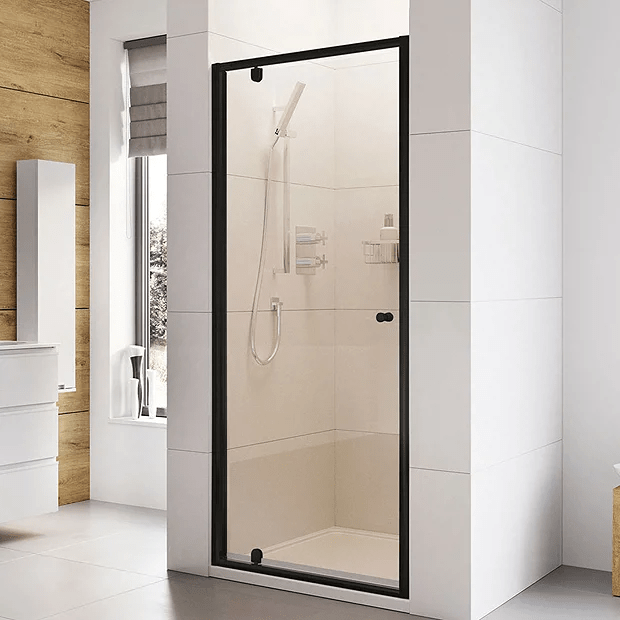 Roman Haven6 Matt Black Frame 760mm x 1900mm Pivot Shower Door - H3P76CB - TAP 'N' SHOWER