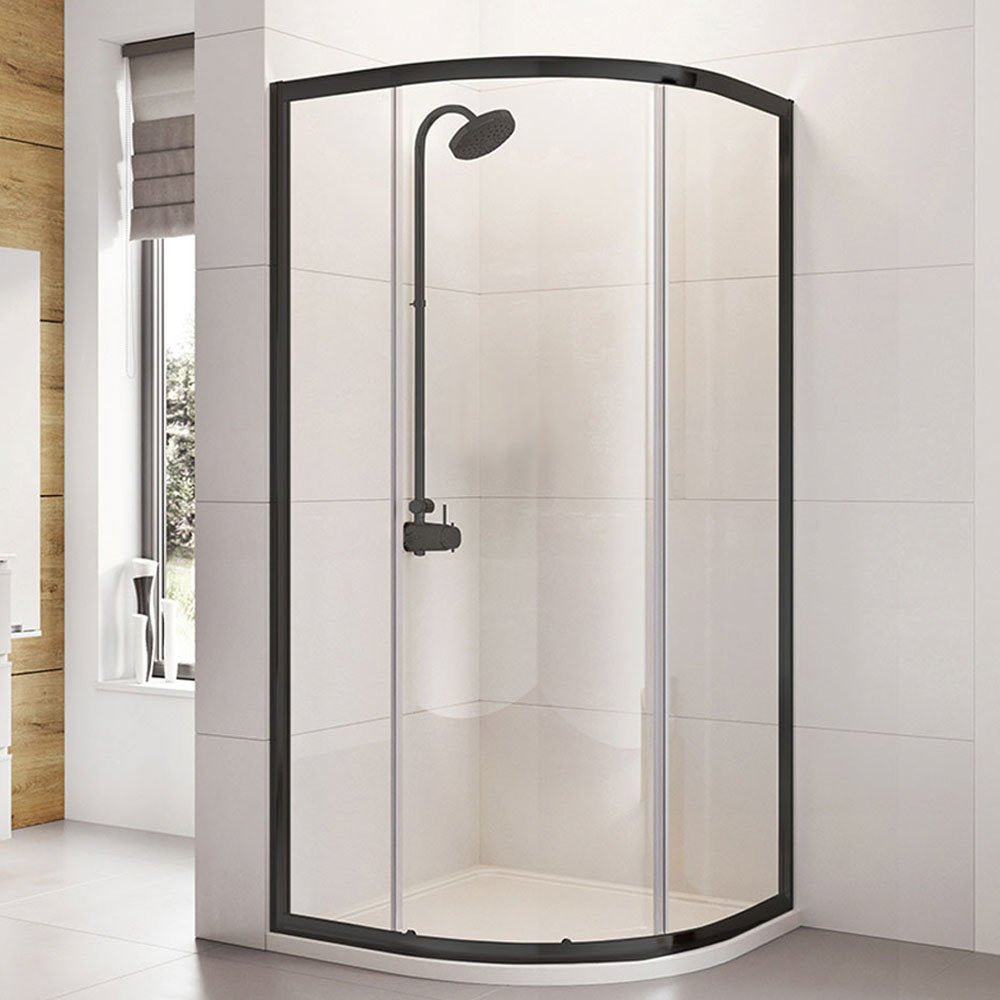 Roman Haven6 Single Door 900mm x 900mm x 1900mm Matt Black Frame Shower Enclosure - H3SQ9CB - TAP 'N' SHOWER