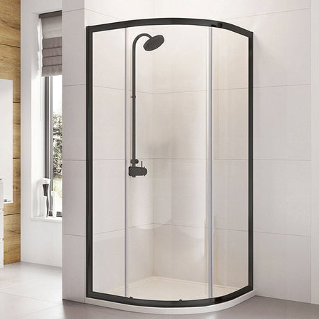 Roman Haven6 Single Door 900mm x 900mm x 1900mm Matt Black Frame Shower Enclosure - H3SQ9CB - TAP 'N' SHOWER