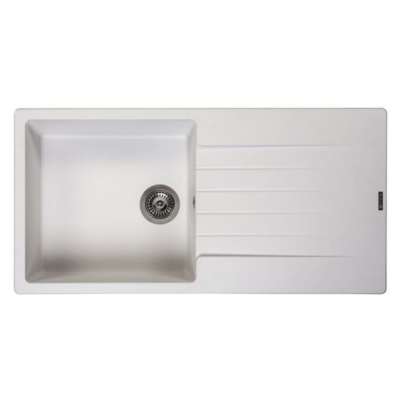 Reginox Harlem 10 1 Bowl Sink And Drainer - Pure White - HARLEM 10 PW - TAP 'N' SHOWER
