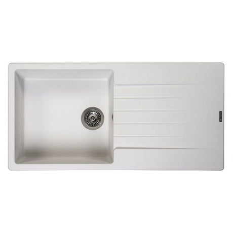 Reginox Harlem 10 1 Bowl Sink And Drainer - Pure White - HARLEM 10 PW - TAP 'N' SHOWER