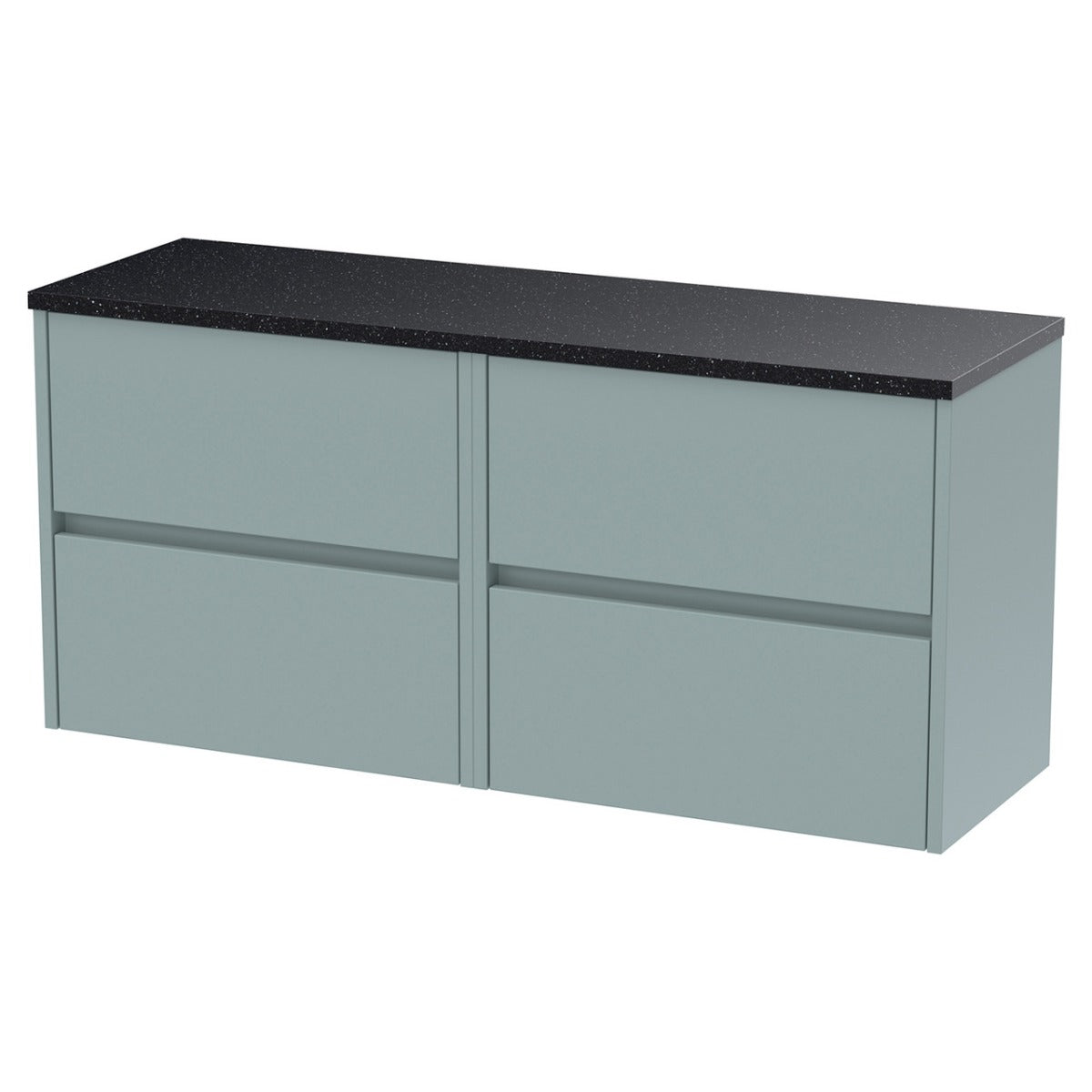 Hudson Reed Havana Wall Hung 4 - Drawer Vanity Unit with Sparkling Black Worktop 1200mm Wide - Coastal Grey - HAV2304LSB2 - TAP 'N' SHOWER
