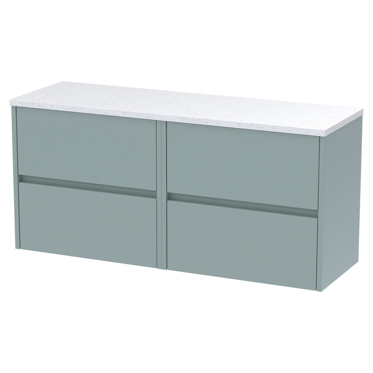 Hudson Reed Havana Wall Hung 4 - Drawer Vanity Unit with Sparkling White Worktop 1200mm Wide - Coastal Grey - HAV2304LSW2 - TAP 'N' SHOWER