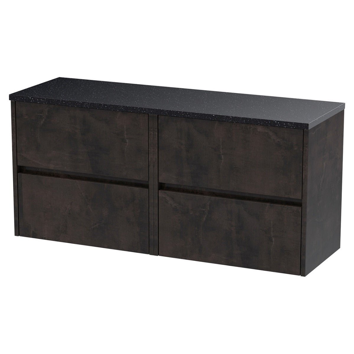 Hudson Reed Havana Wall Hung 4 - Drawer Vanity Unit with Sparkling Black Worktop 1200mm Wide - Metallic Slate - HAV2604LSB2 - TAP 'N' SHOWER