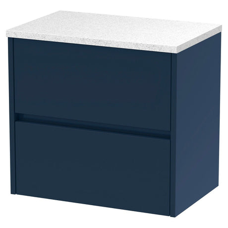 Hudson Reed Havana Wall Hung 2 - Drawer Vanity Unit with Sparkling Black Worktop 600mm Wide - Midnight Blue - HAV2904LSB - TAP 'N' SHOWER
