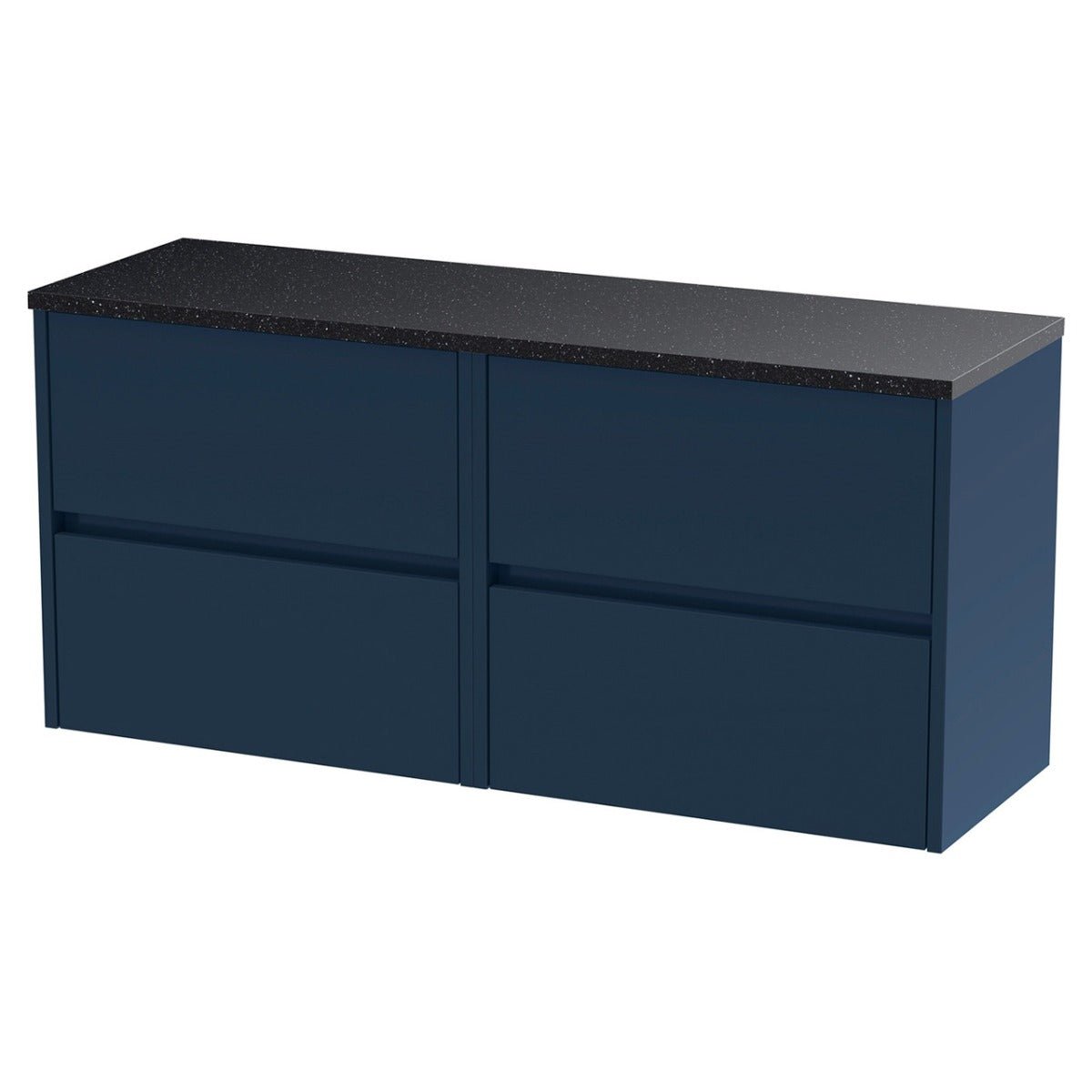 Hudson Reed Havana Wall Hung 4 - Drawer Vanity Unit with Sparkling Black Worktop 1200mm Wide - Midnight Blue - HAV2904LSB2 - TAP 'N' SHOWER