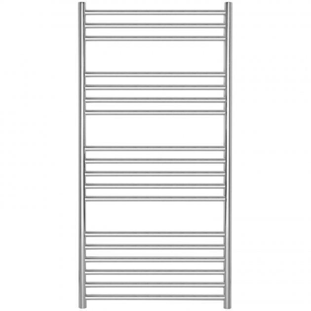Towelrads Eversley Straight Heated Towel Rail 1200mm High x 500mm Wide - Polished Stainless Steel - 136032 - TAP 'N' SHOWER